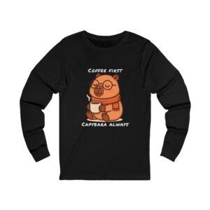 Unisex Jersey Long Sleeve Tee with Unique Capybara Design – Comfortable and Stylish Top