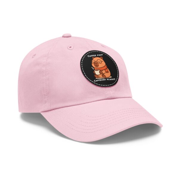 13895688068546908765_2048.jpeg Dad Hat with Leather Patch (Round) - Capybara design