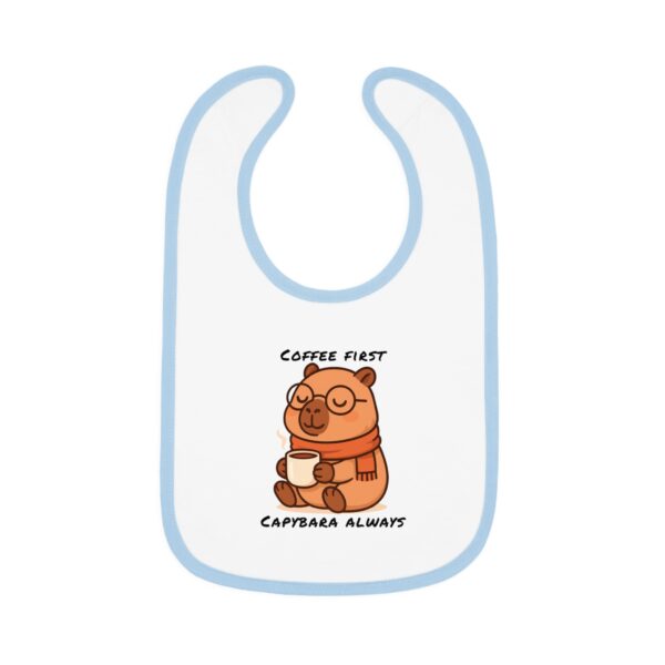 Baby Contrast Trim Jersey Bib with Adorable Capybara Design – Soft, Stylish, and Perfect for Messy Mealtime