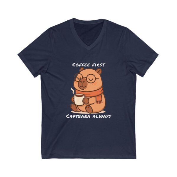 Unisex Short Sleeve V-Neck T-Shirt with Cute Capybara Design – Comfortable Casual Wear