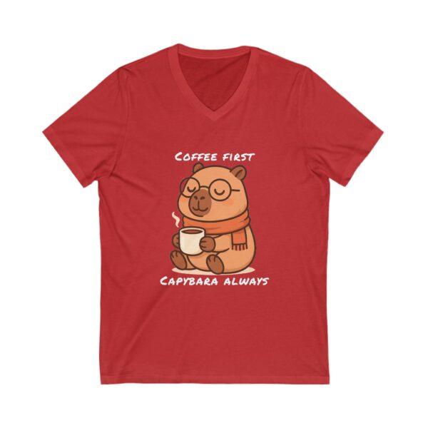 Unisex Short Sleeve V-Neck T-Shirt with Cute Capybara Design – Comfortable Casual Wear