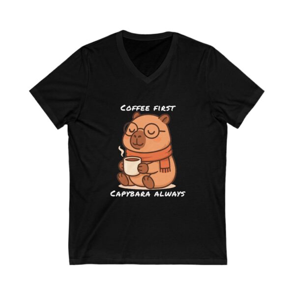 Unisex Short Sleeve V-Neck T-Shirt with Cute Capybara Design – Comfortable Casual Wear