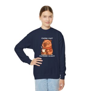 Youth Crewneck Sweatshirt with Adorable Capybara Design – Cozy and Fun for Everyday Wear