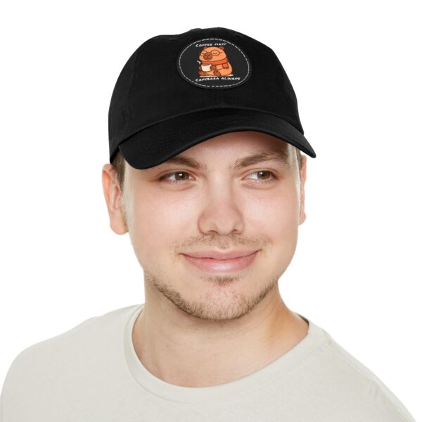 1440360079692942092_2048.jpeg Dad Hat with Leather Patch (Round) - Capybara design