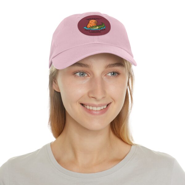 14544417357112367145_2048.jpeg Dad Hat with Leather Patch (Round) - Capybara design