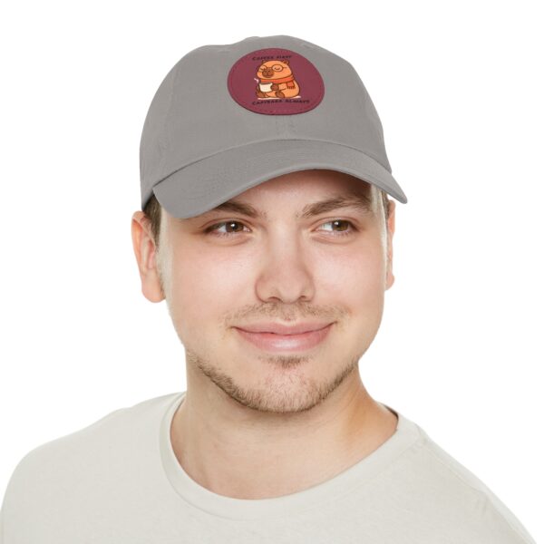 14712369493013136480_2048.jpeg Dad Hat with Leather Patch (Round) - Capybara design