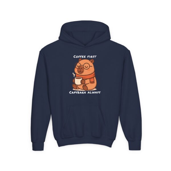 Youth Heavy Blend Hooded Sweatshirt with Cute Capybara Design – Warm, Cozy, and Perfect for Kids