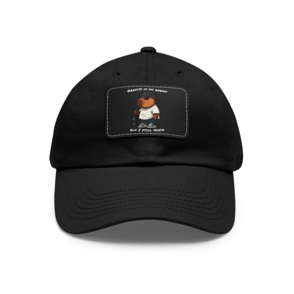 Dad Hat with Leather Patch (Rectangle) - Capybara design