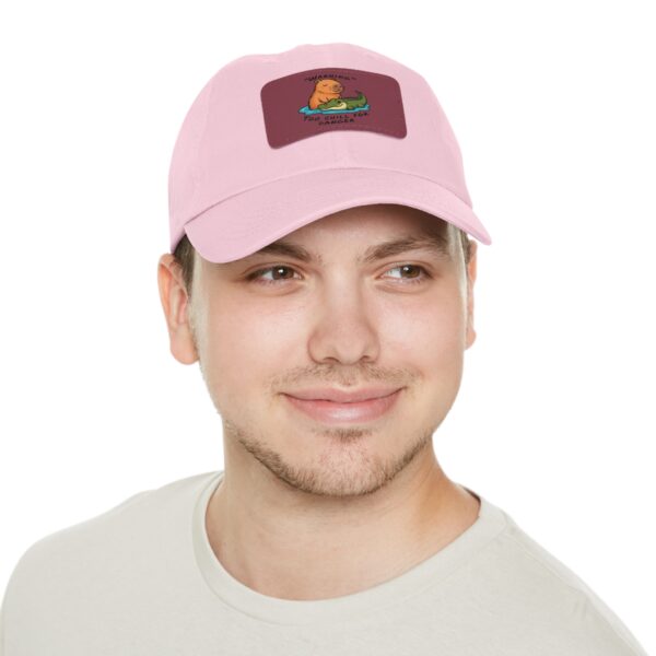Dad Hat with Leather Patch (Rectangle) - Capybara design