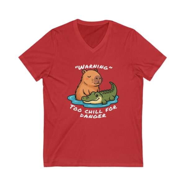 Unisex Short Sleeve V-Neck T-Shirt with Cute Capybara Design – Comfortable Casual Wear