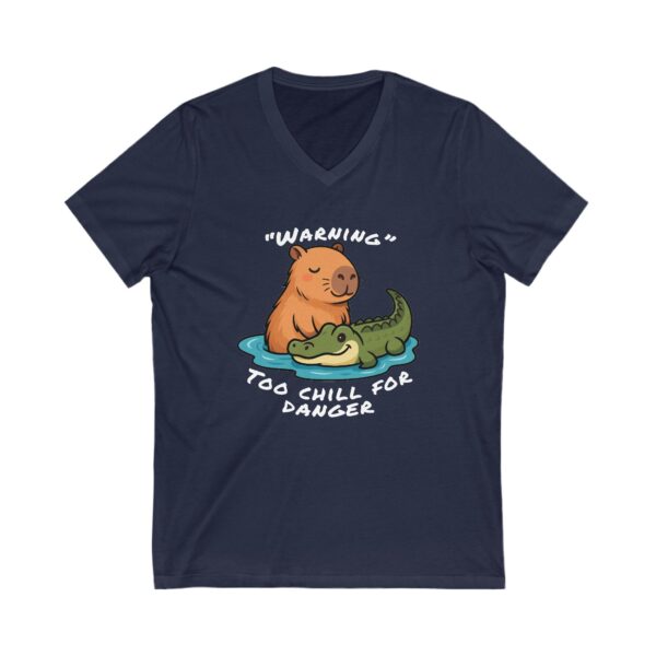 Unisex Short Sleeve V-Neck T-Shirt with Cute Capybara Design – Comfortable Casual Wear