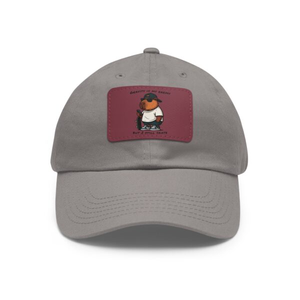 Dad Hat with Leather Patch (Rectangle) - Capybara design