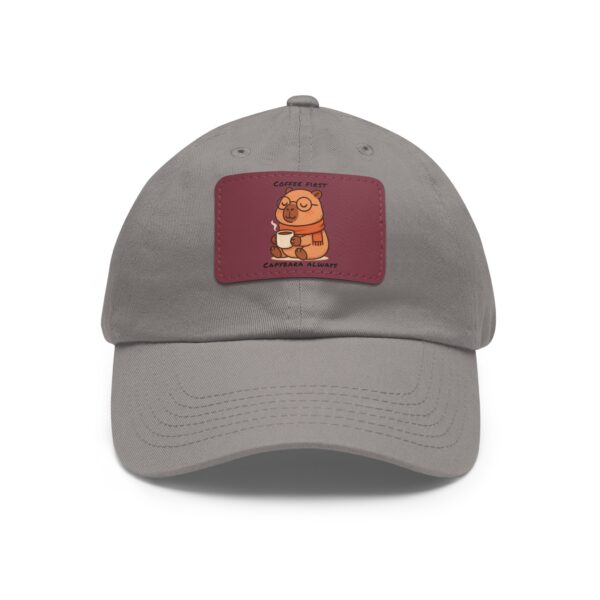 Dad Hat with Leather Patch (Rectangle) - Capybara design