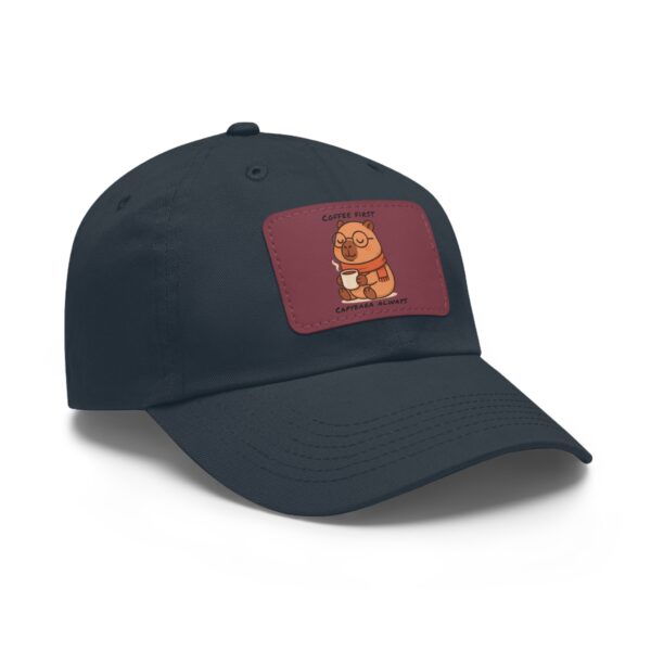 Dad Hat with Leather Patch (Rectangle) - Capybara design