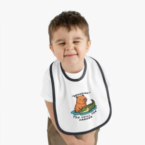 Baby Contrast Trim Jersey Bib with Adorable Capybara Design – Soft, Stylish, and Perfect for Messy Mealtime