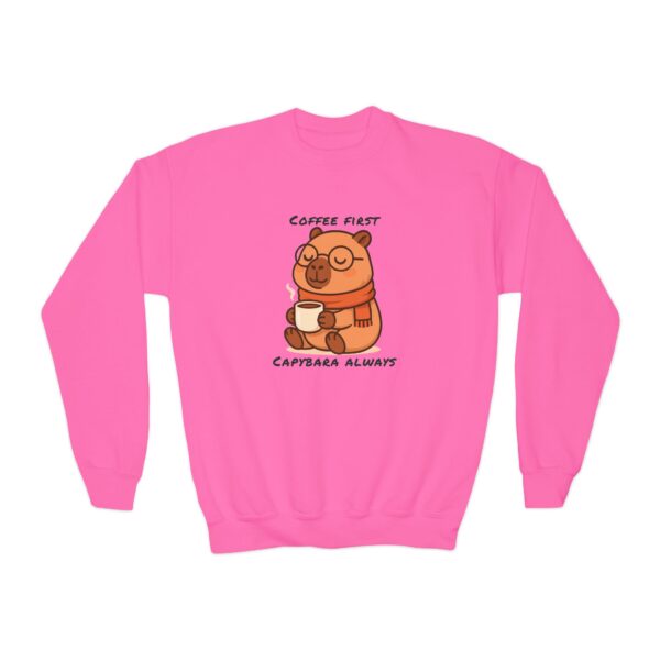 Youth Crewneck Sweatshirt with Adorable Capybara Design – Cozy and Fun for Everyday Wear