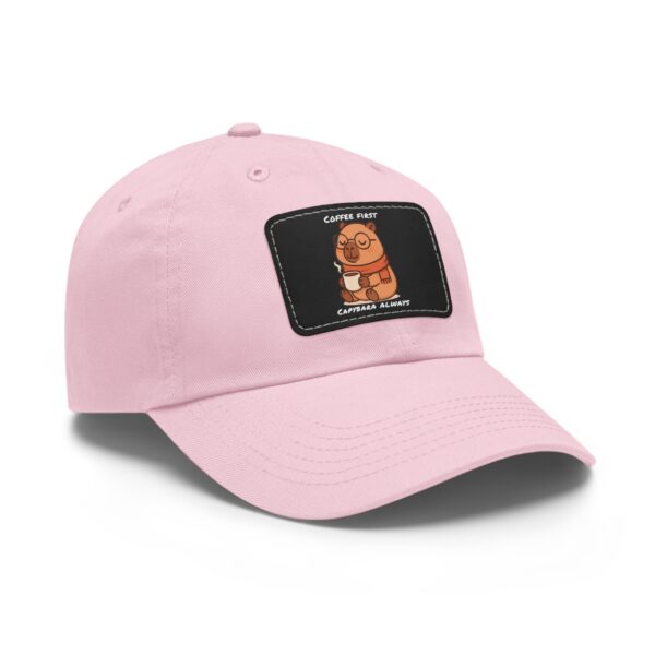 Dad Hat with Leather Patch (Rectangle) - Capybara design