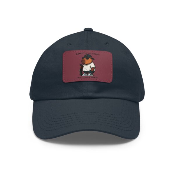 Dad Hat with Leather Patch (Rectangle) - Capybara design