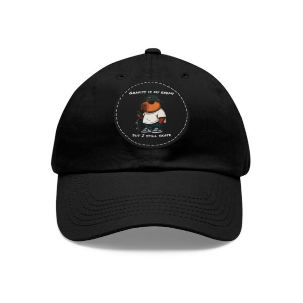 Dad Hat with Leather Patch (Round) - Capybara design