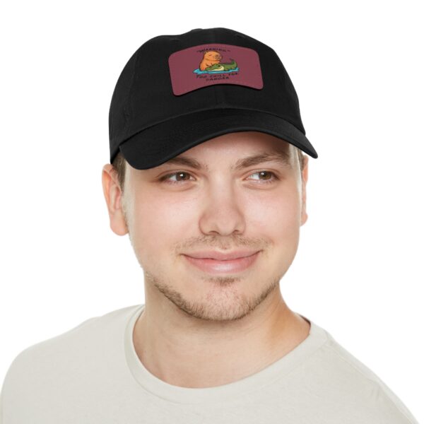 Dad Hat with Leather Patch (Rectangle) - Capybara design