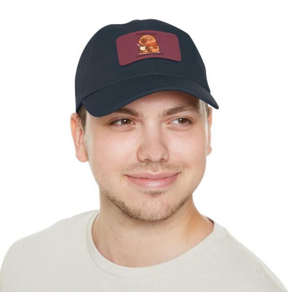 Dad Hat with Leather Patch (Rectangle) - Capybara design