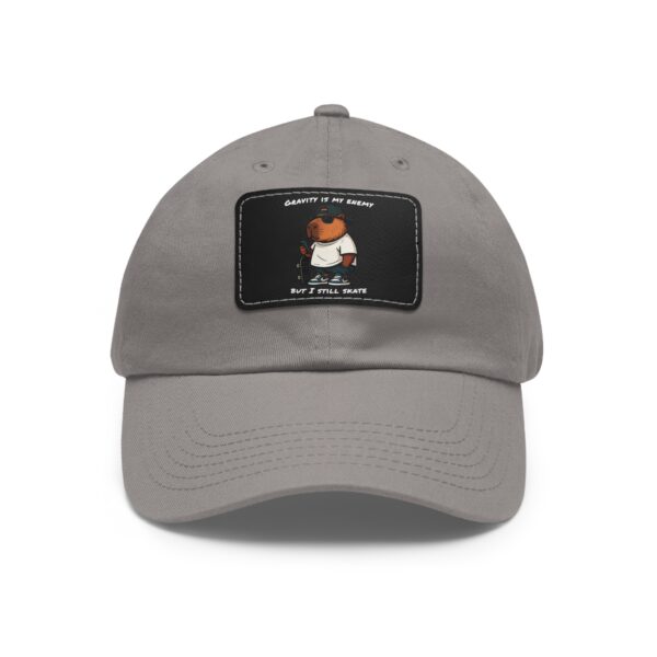 Dad Hat with Leather Patch (Rectangle) - Capybara design