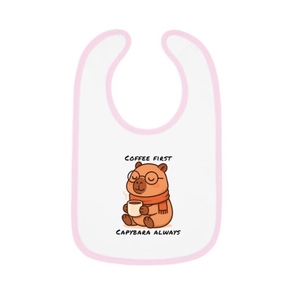 Baby Contrast Trim Jersey Bib with Adorable Capybara Design – Soft, Stylish, and Perfect for Messy Mealtime