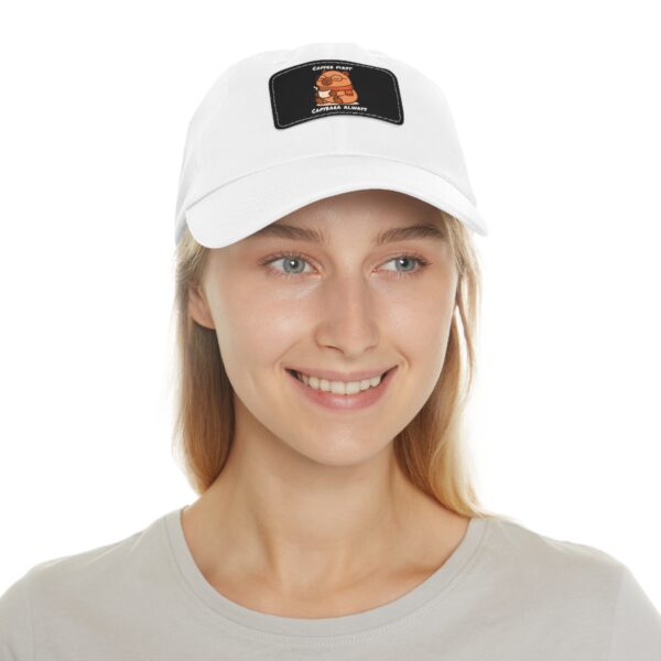 Dad Hat with Leather Patch (Rectangle) - Capybara design