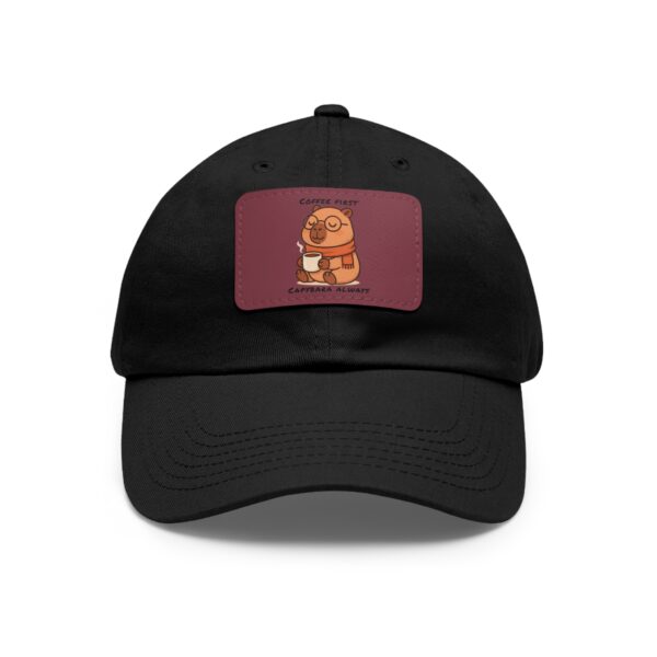 Dad Hat with Leather Patch (Rectangle) - Capybara design