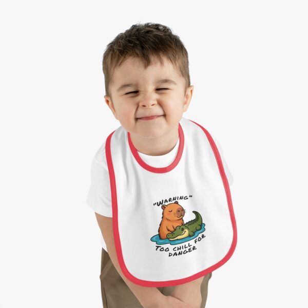 Baby Contrast Trim Jersey Bib with Adorable Capybara Design – Soft, Stylish, and Perfect for Messy Mealtime