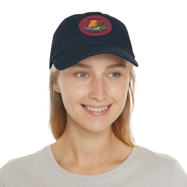 17937245624959805191_2048.jpeg Dad Hat with Leather Patch (Round) - Capybara design