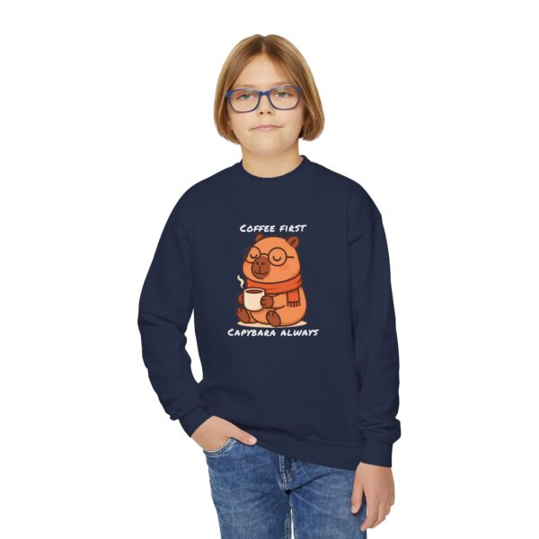Youth Crewneck Sweatshirt with Adorable Capybara Design – Cozy and Fun for Everyday Wear