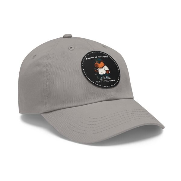 Dad Hat with Leather Patch (Round) - Capybara design