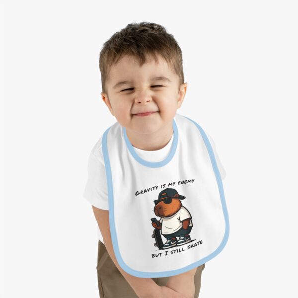 Baby Contrast Trim Jersey Bib with Adorable Capybara Design – Soft, Stylish, and Perfect for Messy Mealtime