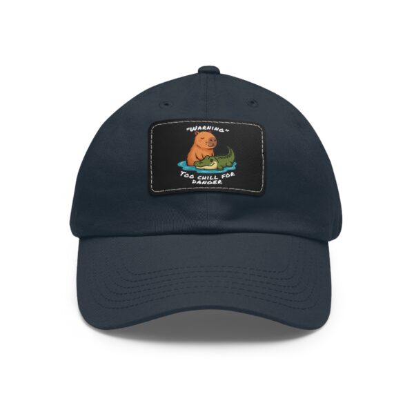 Dad Hat with Leather Patch (Rectangle) - Capybara design