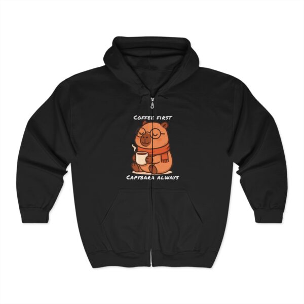 Unisex Heavy Blend™ Full Zip Hooded Sweatshirt with Adorable Capybara Design – Stylish and Comfortable Outerwear