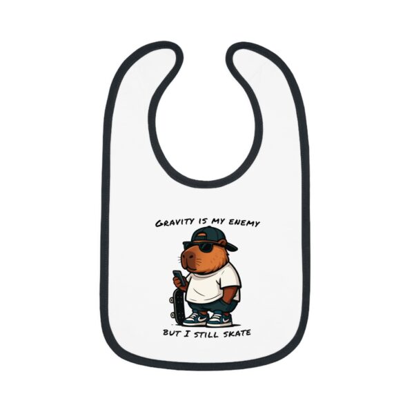 Baby Contrast Trim Jersey Bib with Adorable Capybara Design – Soft, Stylish, and Perfect for Messy Mealtime