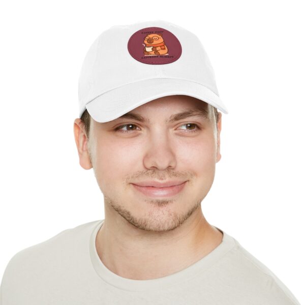 2101008067897790319_2048.jpeg Dad Hat with Leather Patch (Round) - Capybara design