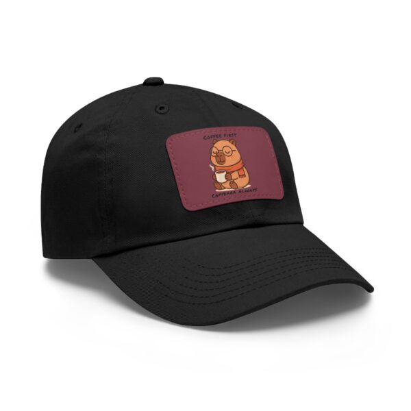 Dad Hat with Leather Patch (Rectangle) - Capybara design
