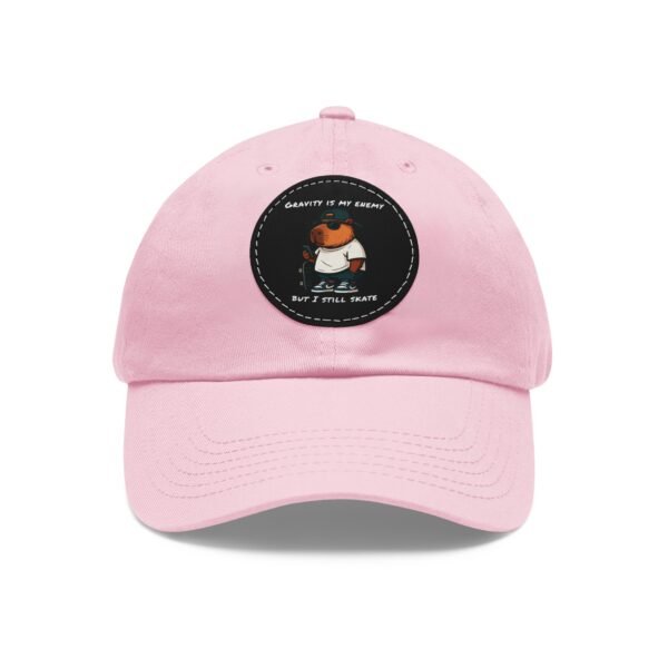 Dad Hat with Leather Patch (Round) - Capybara design