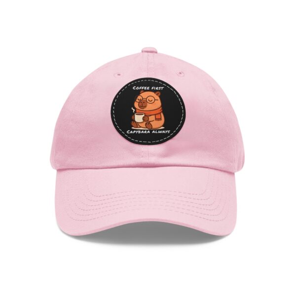2390844431374077215_2048.jpeg Dad Hat with Leather Patch (Round) - Capybara design