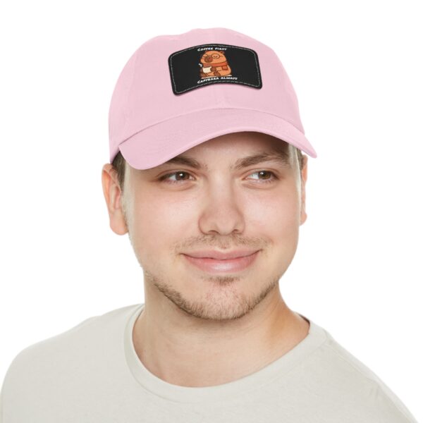 Dad Hat with Leather Patch (Rectangle) - Capybara design