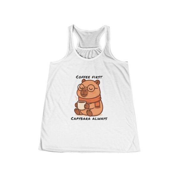 Womens Flowy Racerback Tank with Adorable Capybara Design – Lightweight, Stylish, and Fun for Summer