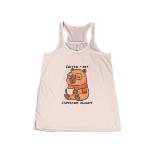 Womens Flowy Racerback Tank with Adorable Capybara Design – Lightweight, Stylish, and Fun for Summer