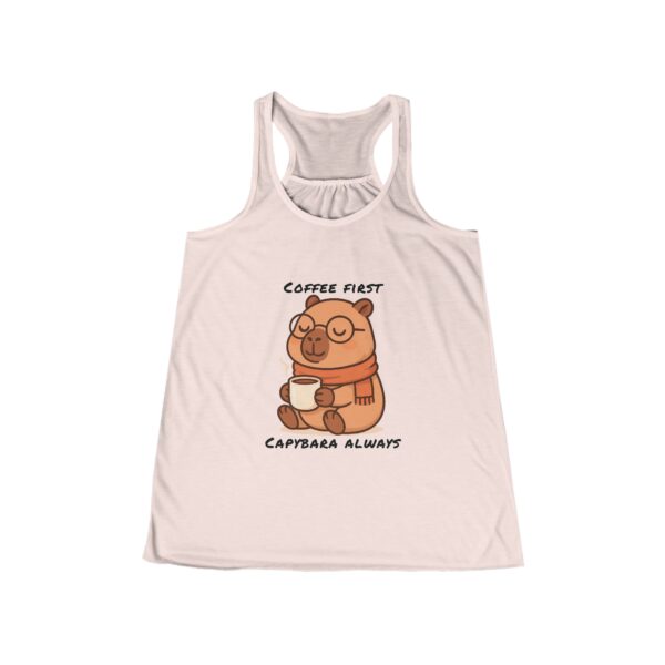 Womens Flowy Racerback Tank with Adorable Capybara Design – Lightweight, Stylish, and Fun for Summer