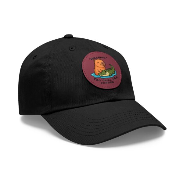3125629985686367394_2048.jpeg Dad Hat with Leather Patch (Round) - Capybara design