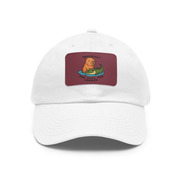 Dad Hat with Leather Patch (Rectangle) - Capybara design