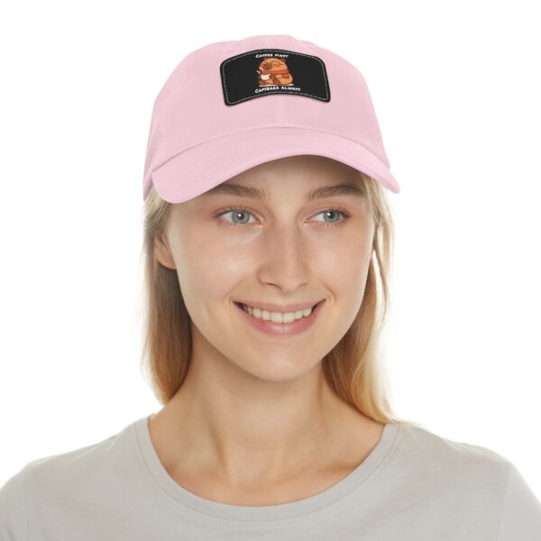 Dad Hat with Leather Patch (Rectangle) - Capybara design