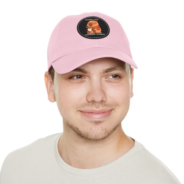 347019944692371278_2048.jpeg Dad Hat with Leather Patch (Round) - Capybara design