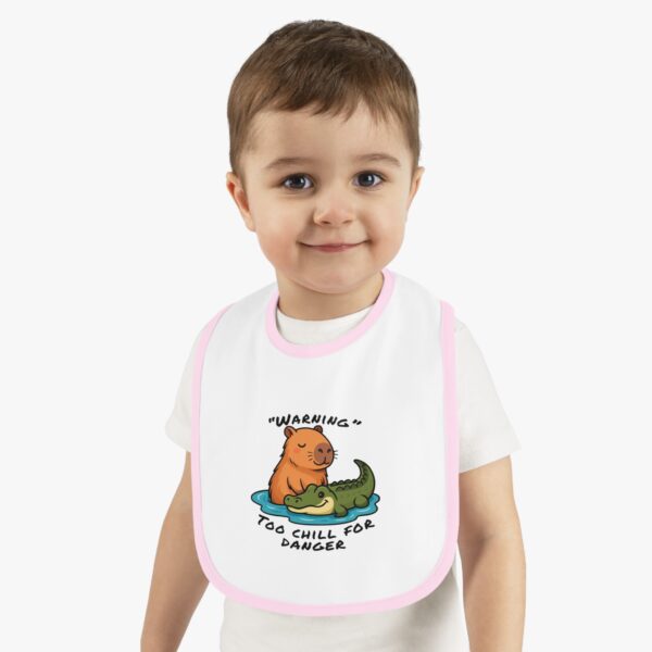 Baby Contrast Trim Jersey Bib with Adorable Capybara Design – Soft, Stylish, and Perfect for Messy Mealtime